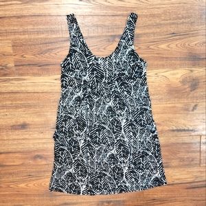 Portocruz Women's Vintage Sleeveless Scoop Neck Leaf Print Shift Dress Small S